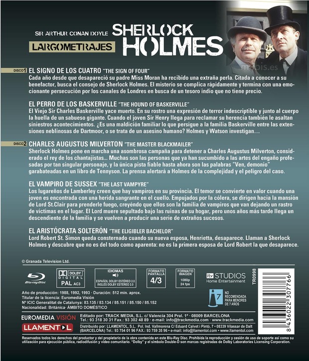 carátula Sherlock Holmes - Largometrajes 3
