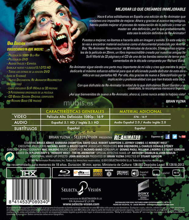 carátula Re-Animator - Edición Coleccionista 5