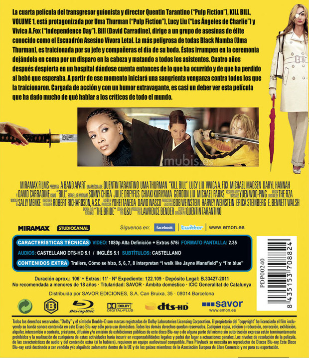 carátula Kill Bill - Volumen 1 3