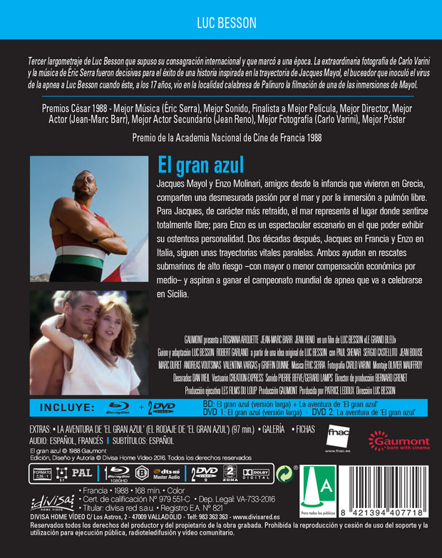 carátula El Gran Azul - Filmoteca Fnac 4