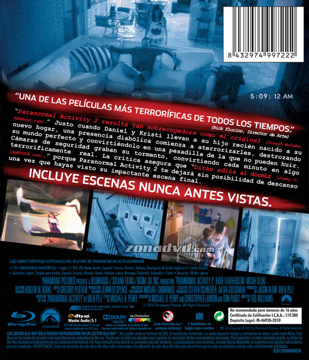 carátula Paranormal Activity 2 portada 3