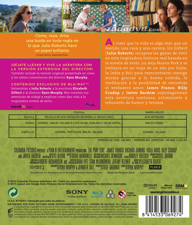 carátula Come, Reza, Ama portada 4