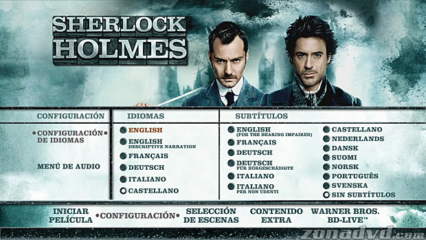 menú Sherlock Holmes Blu-ray - 2