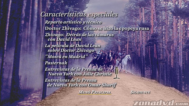 menú Doctor Zhivago - 45º aniversario Blu-ray - 7