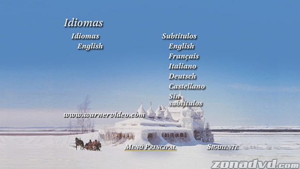 menú Doctor Zhivago - 45º aniversario Blu-ray - 9