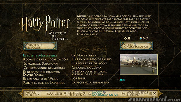 menú Harry Potter y el Misterio del Príncipe Blu-ray - 5