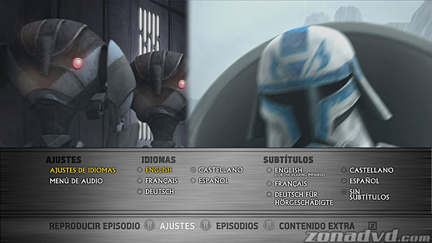 menú Star Wars: The Clone Wars - Primera Temporada Blu-ray - 2