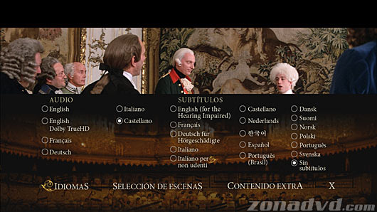 menú Amadeus - Montaje del Director Blu-ray - 3