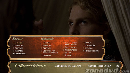 menú Entrevista con el Vampiro Blu-ray - 2