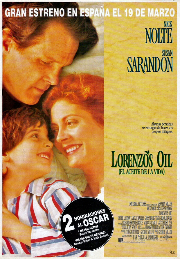 Póster de la película Lorenzo's Oil (El Aceite de la Vida)