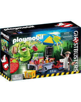 Playmobil de Slimer en el puesto de perritos de Ghostbusters (Cazafantasmas)