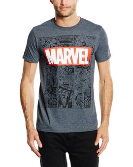 Camiseta Logo de Marvel y Cómic (gris)