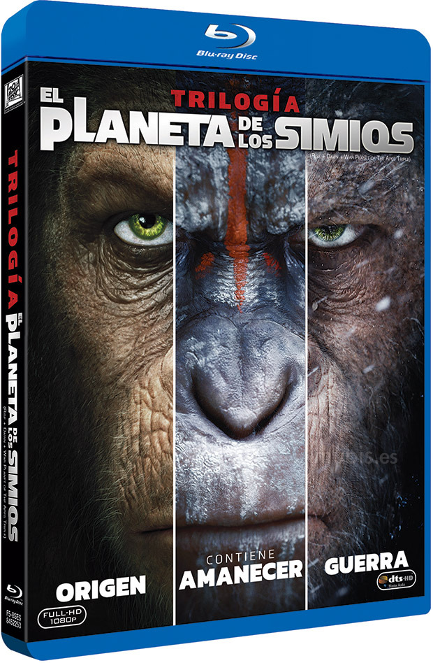 carátula Trilogía El Planeta de los Simios: Origen + Amanecer + Guerra Blu-ray 1