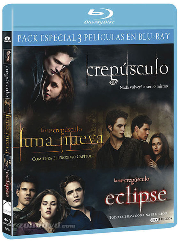 carátula Crepúsculo + Luna Nueva + Eclipse (Pack) Blu-ray 1