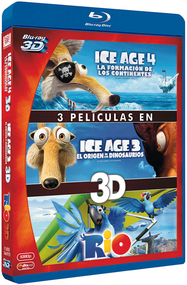 carátula Pack Ice Age 3 + Ice Age 4 + Rio Blu-ray 3D 1