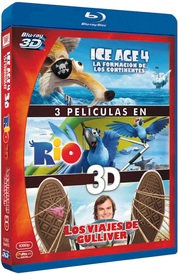 carátula Pack Ice Age 4 + Río + Los Viajes de Gulliver Blu-ray 3D 1