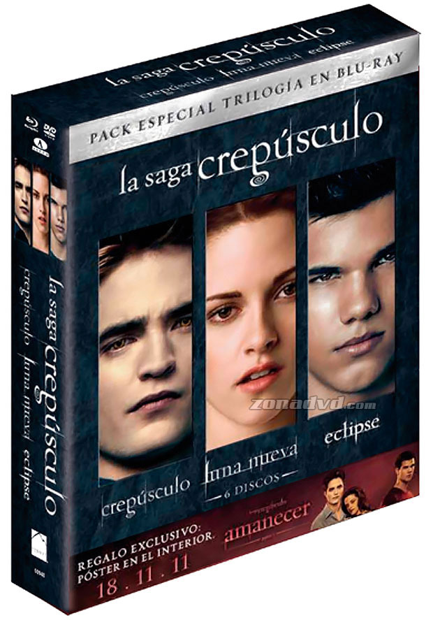 carátula Trilogía Crepúsculo + Póster Blu-ray 1