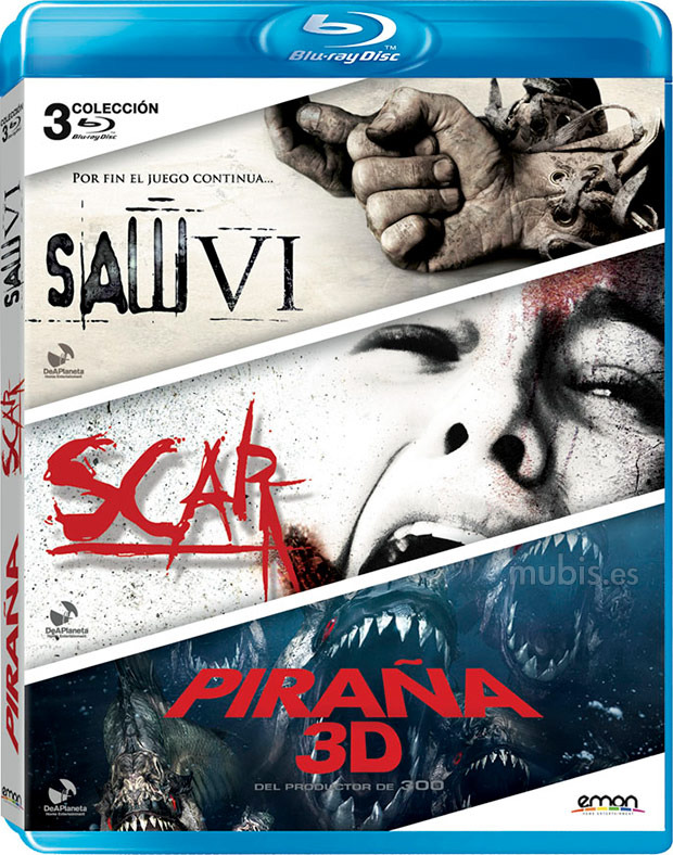 carátula Pack Saw VI + Scar + Piraña Blu-ray 0