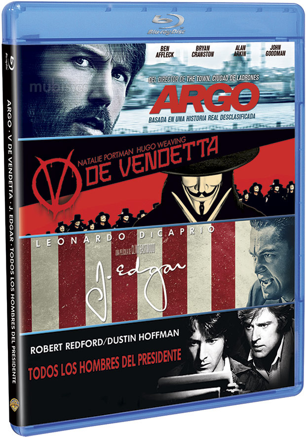 carátula Pack Argo + V de Vendetta + J. Edgar + Todos los Hombres del Presidente Blu-ray 1