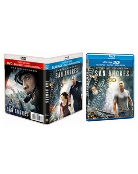 Carátulas de "San Andrés" en Blu-ray 2D & 3D en España.