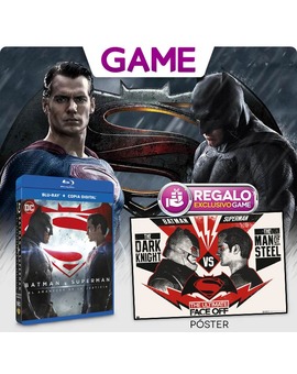 Póster exclusivo de regalo al comprar "Batman vs Superman" en Game.