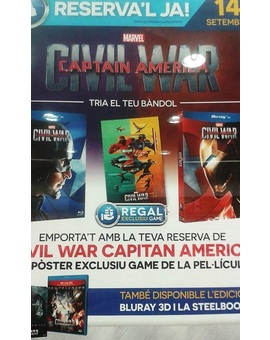 Póster reversible de regalo al comprar "Capitán América Civil War" en Game.