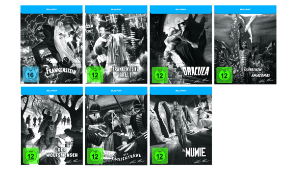 Los monstruos clásicos de la Universal se reeditan en steelbook con diseño de Alex Ross en Alemania.