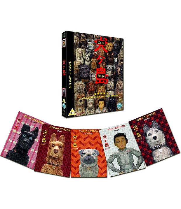 Edición británica de Isle Of Dogs con postales.