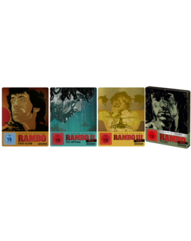 Steelbooks individuales de Rambo y trilogía metálica en UHD 4K