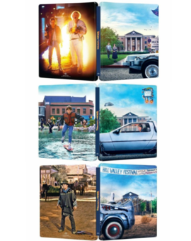 Diseños frontales steelbook trilogía Regreso al futuro