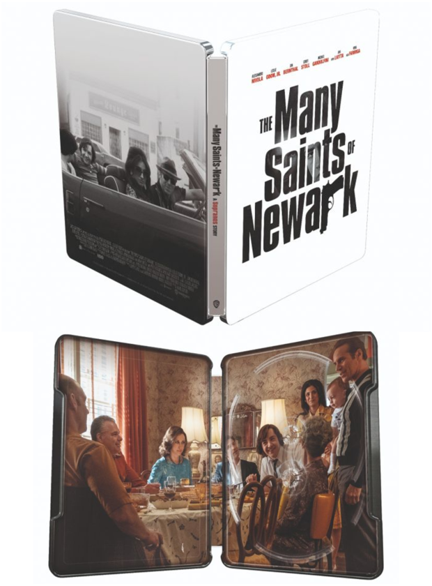 Diseño steelbook 4K Santos Criminales, precuela de Los Soprano