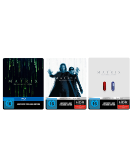 Tres steelbook para Matrix Resurrections en Alemania