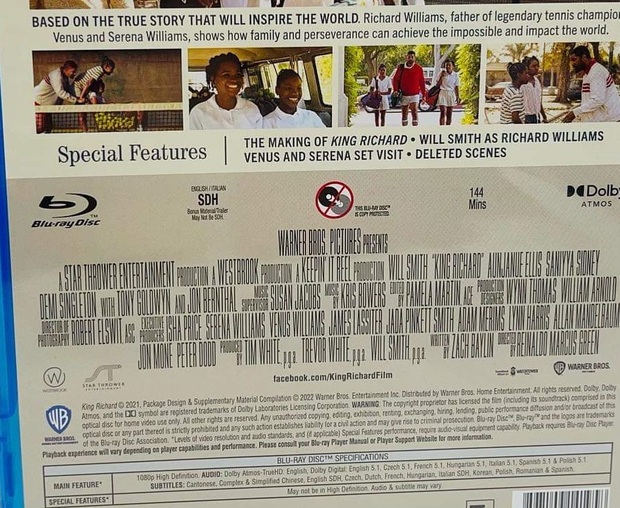 Idiomas King Richard en Blu-ray