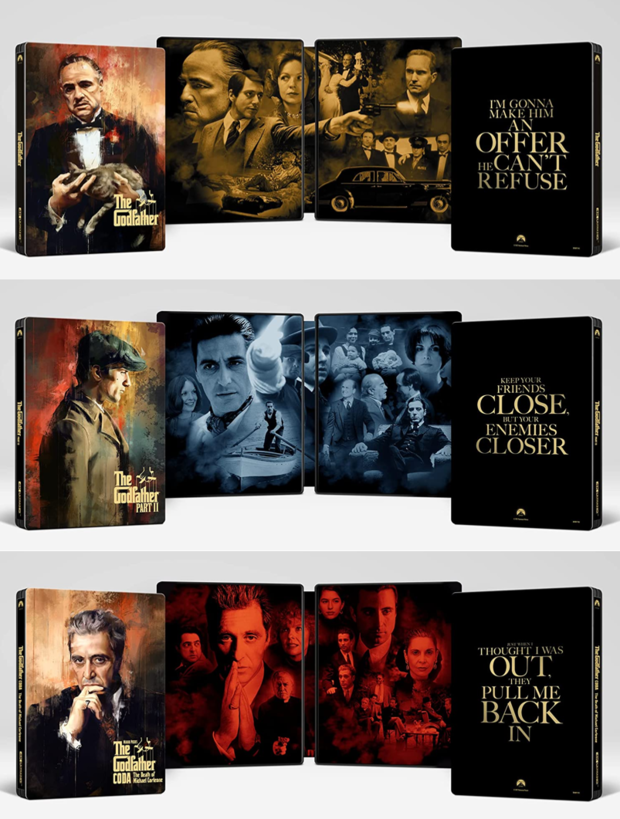 Diseños steelbooks 4K The Godfather Trilogy