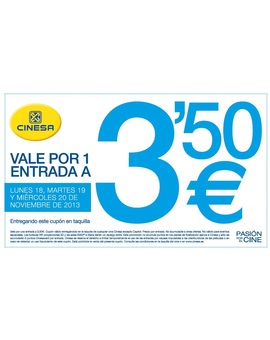 De Cinesa: "El cine a 3,50€" (los días 18, 19 y 20 de noviembre)