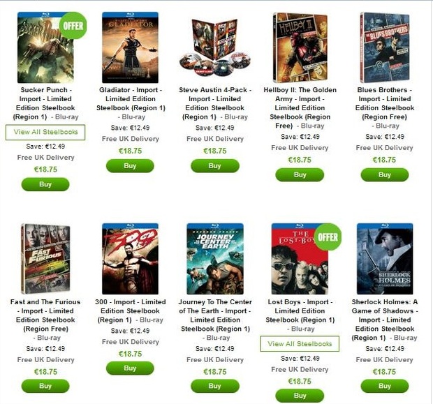 Steelbooks de importación ahora disponibles a través de zavvi.com