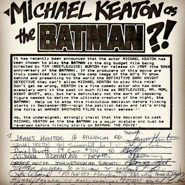 Antigua peticion para que Michael Keaton no fuera Batman