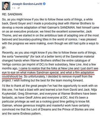 Joseph Gordon Levitt abandona Sandman
