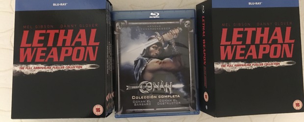 Nuevas compras. Paso de dvd a blu ray Arma Letal y Conan con la oferta del 25% no llega a 20 euros.