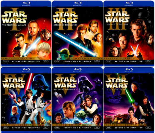 ¿Existen las películas de la saga Star Wars en BRs individuales?
