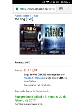 Reedición The ring (La señal)...Solo en dvd
