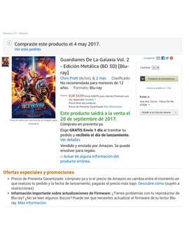 Guardianes De La Galaxia Vol. 2 - Edición Metálica (BD 3D) [Blu-ray] 