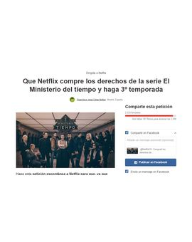 Petición para que Netflix compre los derechos de emisión de El Ministerio del Tiempo en caso de no ser renovada por RTVE