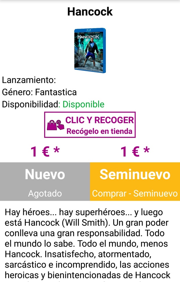Hancock a 1€ en game