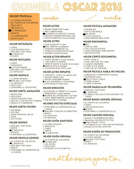 Mi quiniela para los Oscar 2016