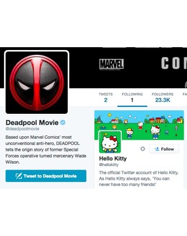 Única cuenta a la que sigue Deadpool Movie en Twitter