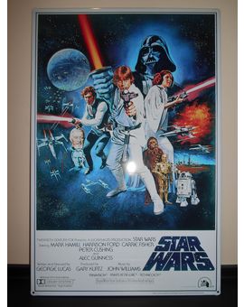 Placa metálica del cartel original de La Guerra de las Galaxias, estrenada en 1977.