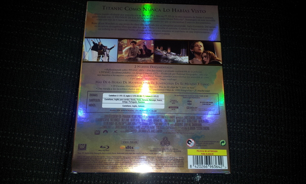 caratula trasera TITANIC 3D