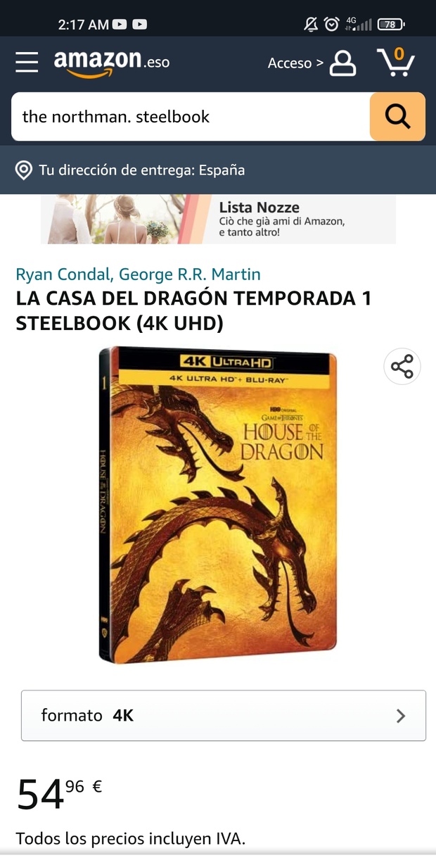 Ya para reservar en Amazon.it