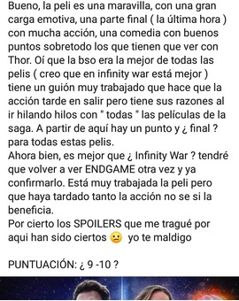 Avengers End Game. Mi impresión ..